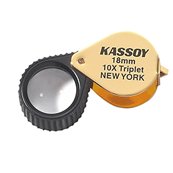 10X Triplet Loupe with Rubber Grip - Gold